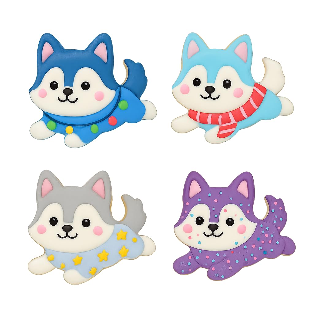 Kawaii Husky Puppy Cookie Cutter & Stamp 4x3.4" for Baking & Fondant Clay Gifts
