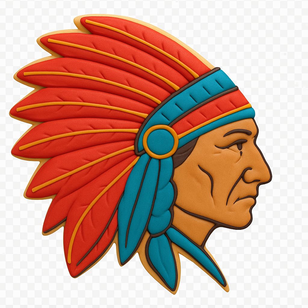Mighty Gadget Native American Chief Cookie Cutter & Stamp - 4x3.59 Inches, Tribal Headdress Design (Random Color)