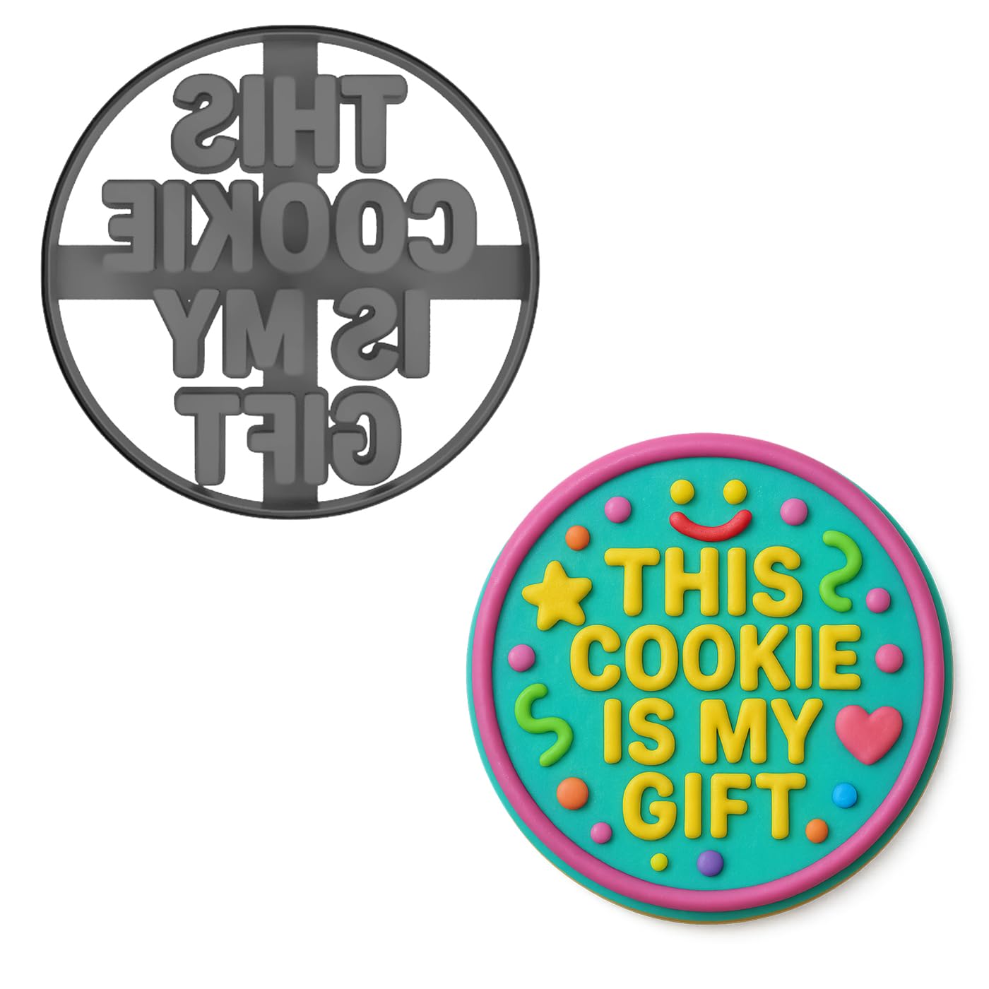 Funny Gift Message Cookie Cutter & Stamp for Baking Fondant Clay Embosser Gifts