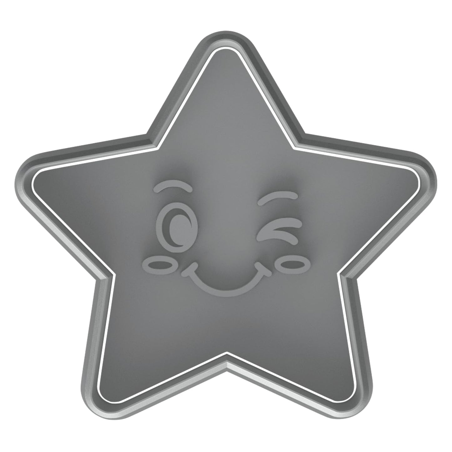 Winking Star Cookie Cutter & Stamp 4x3.8" for Baking Fondant Clay Embosser