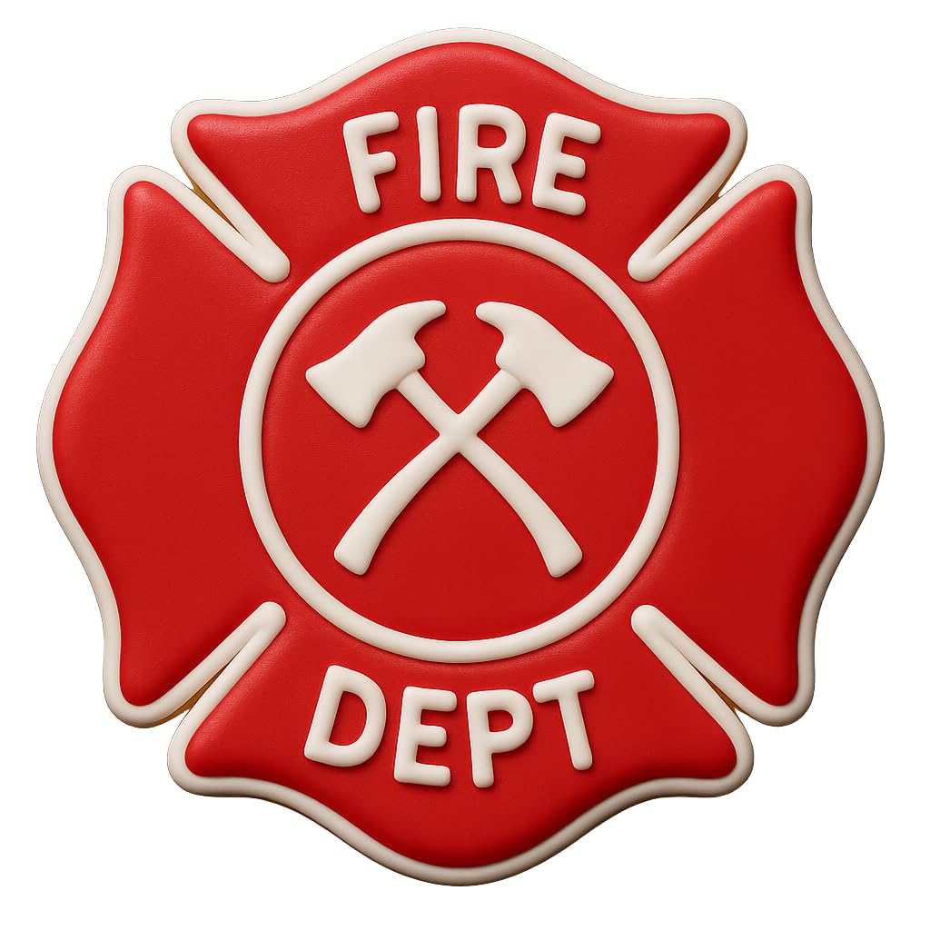 Maltese Cross Fire Dept. Cookie Cutter & Stamp - 4x4", Firefighter-Themed Baking Tool