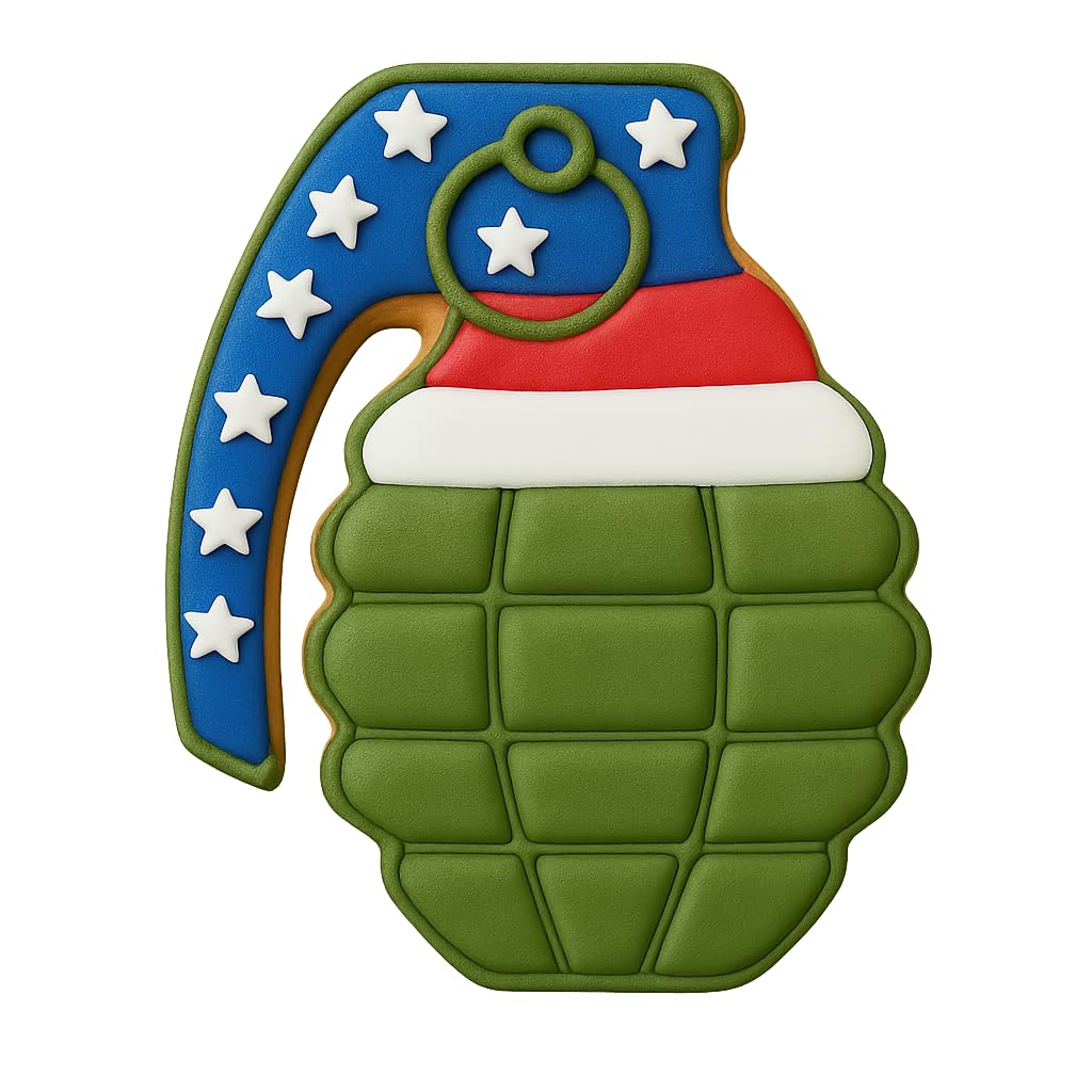 Mighty Gadget Hand Grenade Cookie Cutter - 3.5x2.68", Combat & Army Inspired Cookie Mold for Patriotic Occasions (Random Color)