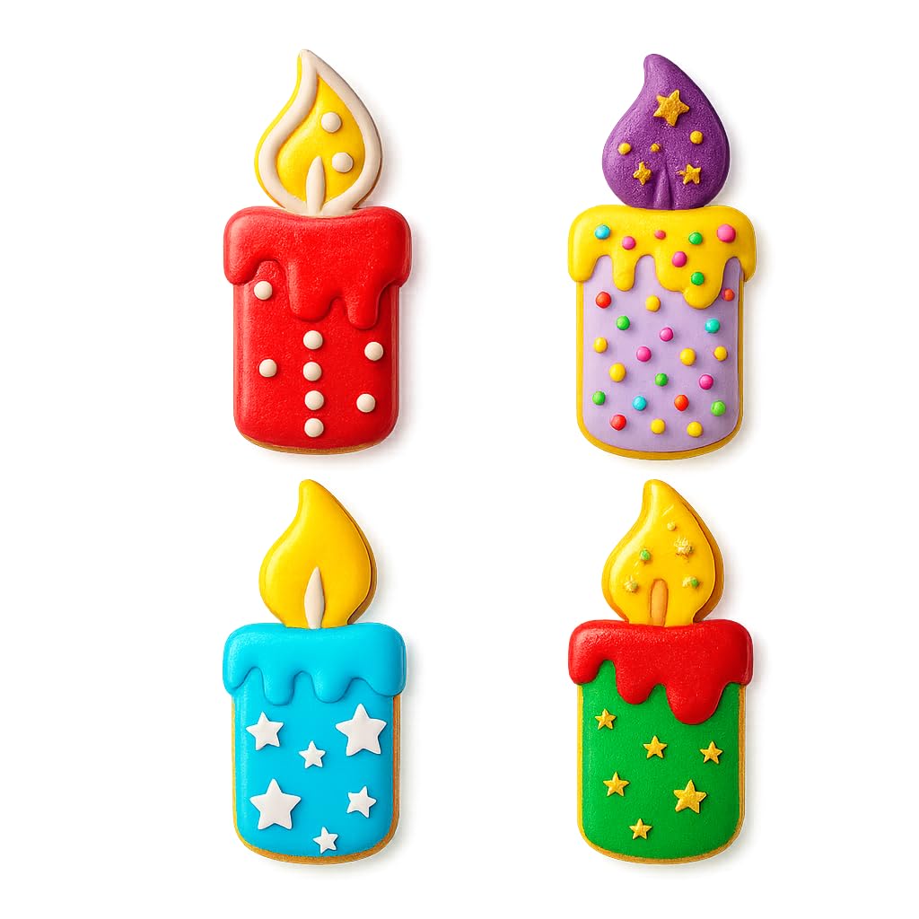 Mighty Gadget Birthday Candle Cookie Cutter & Stamp - 4x1.75" Symbolic Glow for Festive Occasions (Random Color)