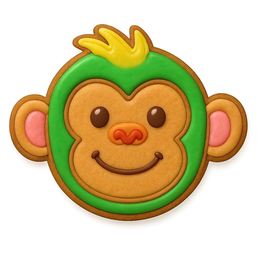 Mighty Gadget Cute Monkey Face Cookie Cutter & Stamp - 4x3.21", Adorable Animal Baking Tool for Kids and Jungle Parties (Random Color)