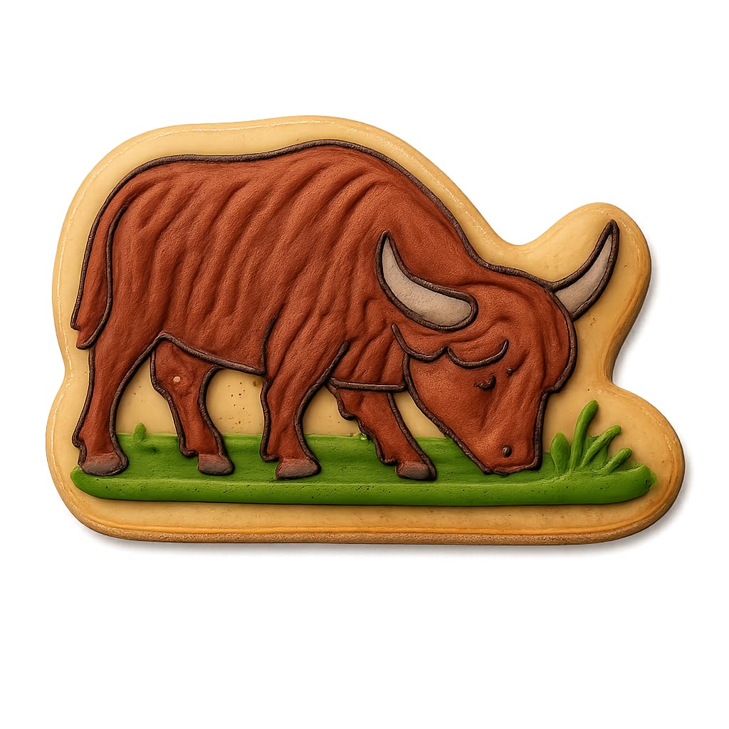 Grazing Highland Cow Cookie Cutter - 4x2.8" Fun Party Baking Tool