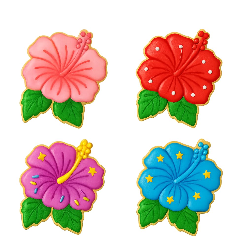 Hibiscus Flower Cookie Cutter & Stamp 4x3.2" for Baking Fondant Clay Embosser