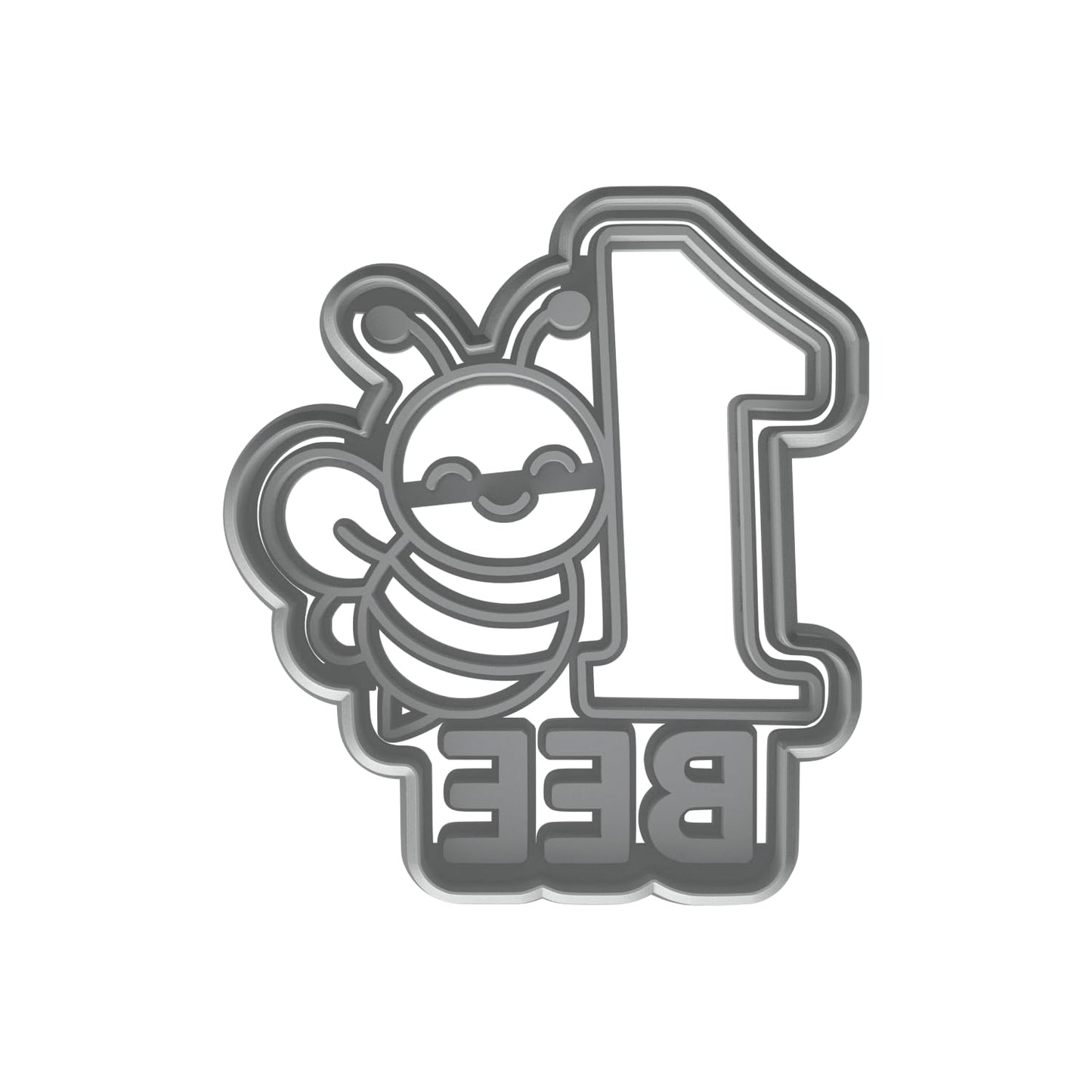 Mighty Gadget Number 1 with Smiling Bee Cookie Cutter & Stamp - 4x3.5" Adorable Design for First Birthday Baking (Random Color)