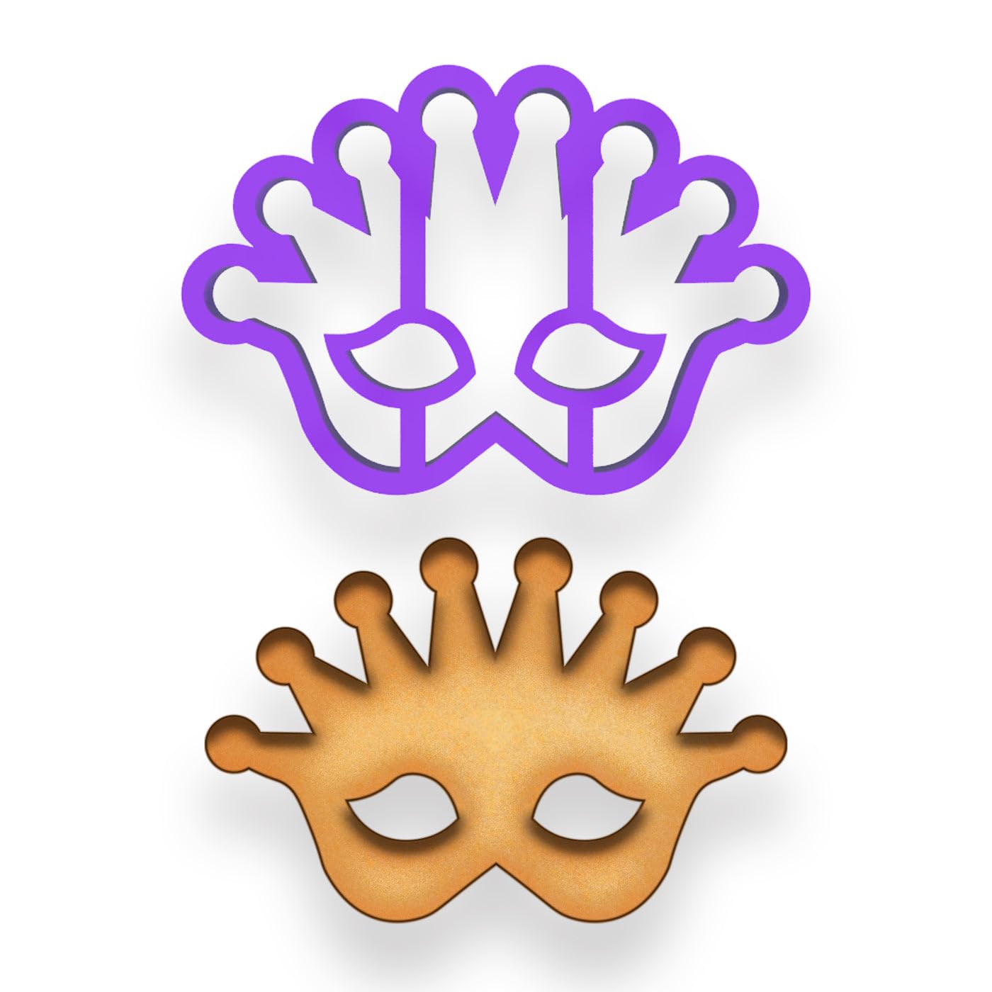 Mardi Gras Crown Masquerade Mask Cookie Cutter (Purple) - 5.47x3.66 Inches, Festive Carnival Baking Tool for Party Treats