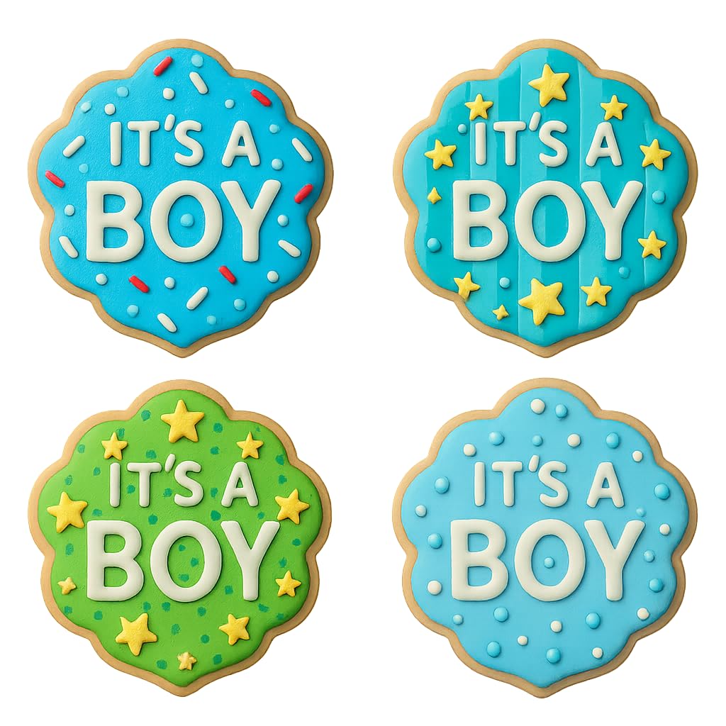 Mighty Gadget It's a Boy Cookie Cutter & Stamp - 4x4" Embossed Text for Baby Showers (Random Color)