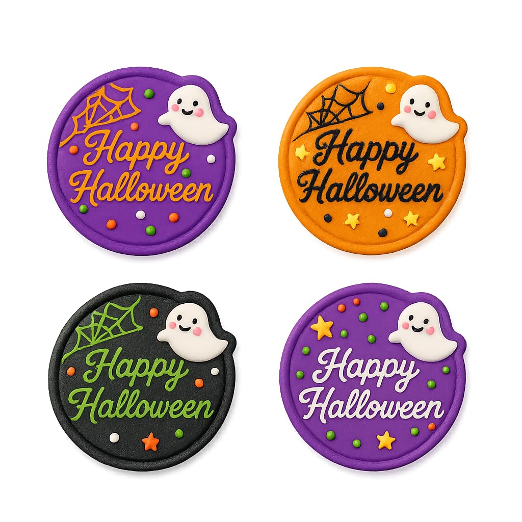 Happy Halloween Ghost Cookie Cutter & Stamp 4x3.8" for Baking & Fondant Clay