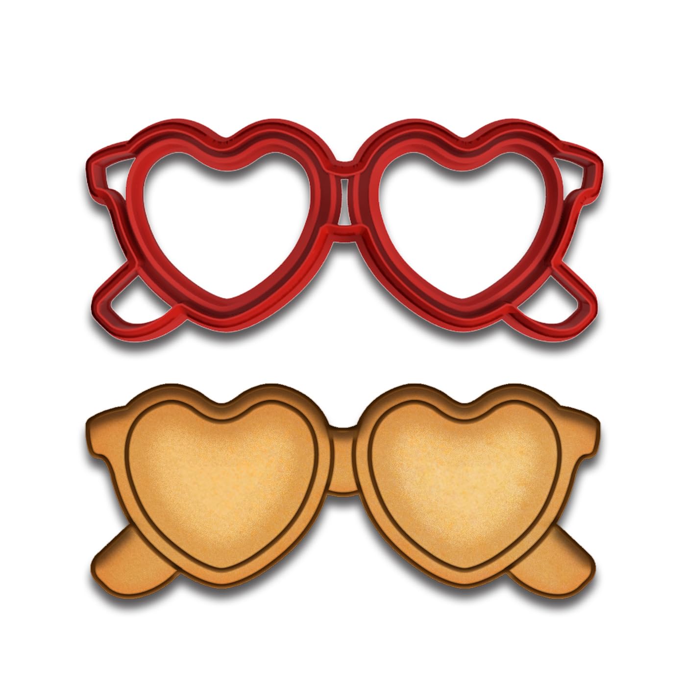 Retro Heart Sunglasses Cookie Cutter & Stamp 4x1.58" for Baking & Fondant Clay