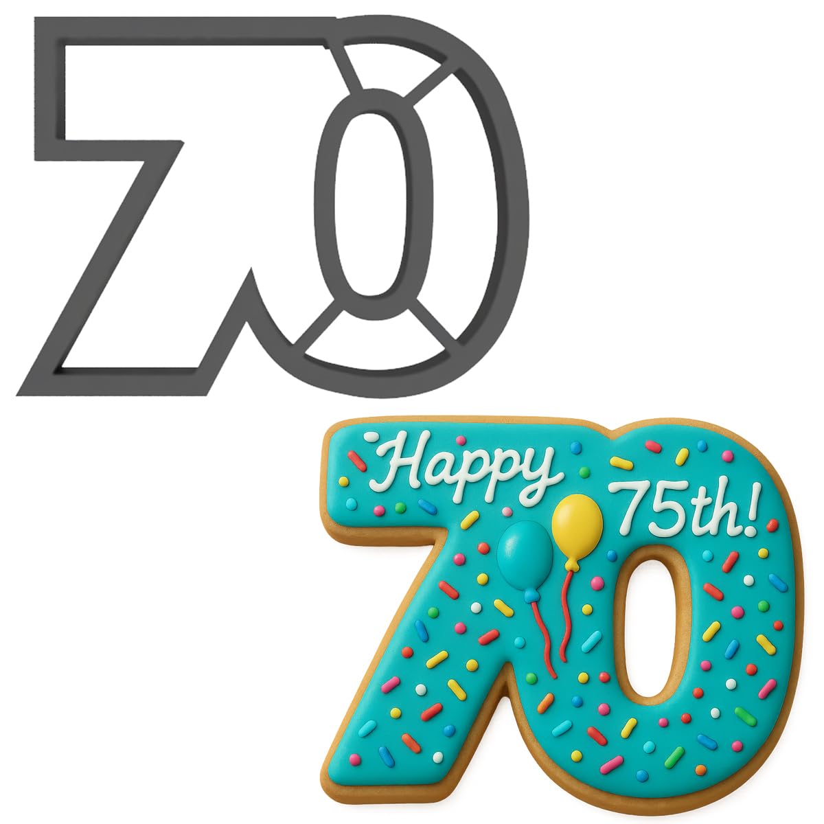Number 70 Cookie Cutter (3x4") - Made in USA by Mighty Gadget - Perfect for 70th Birthdays and Anniversaries