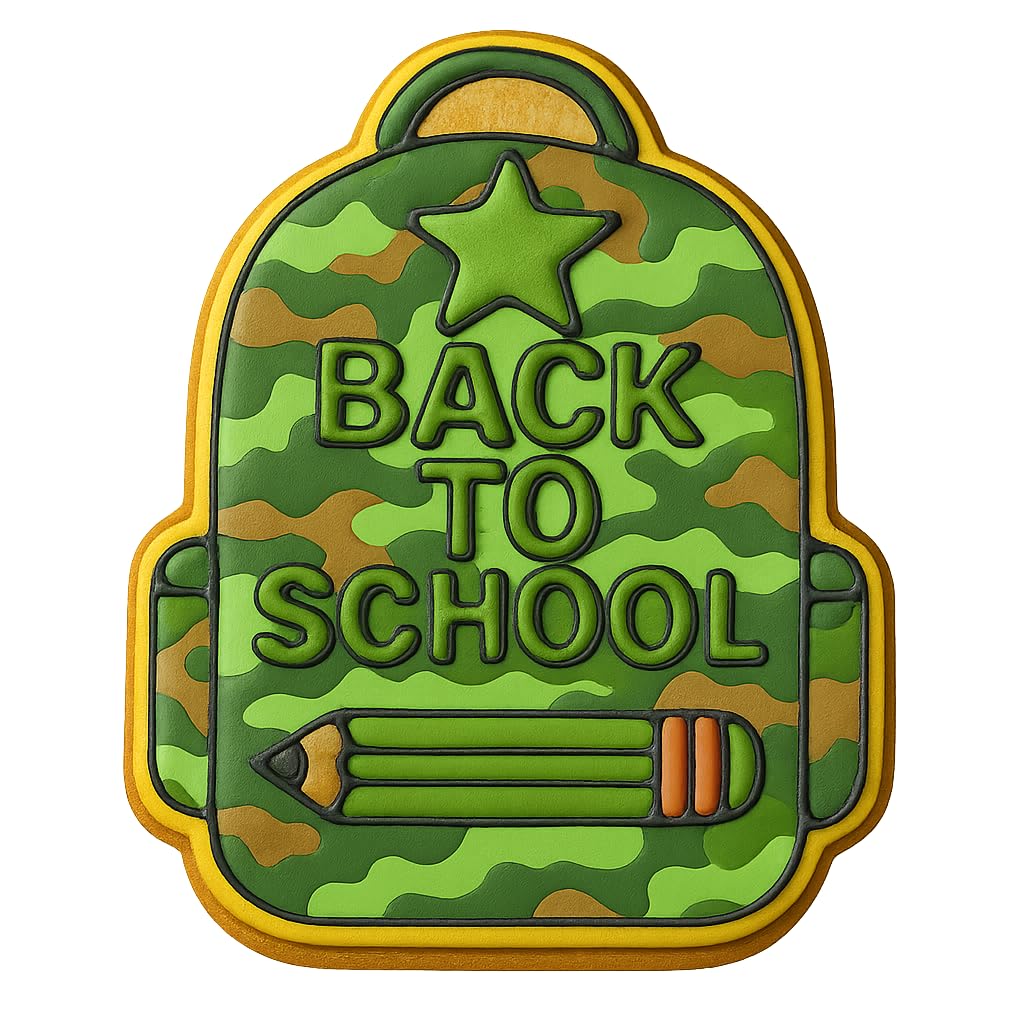 Mighty Gadget Back to School Backpack Cookie Cutter & Stamp - 4x3.2" Fun Design for Kids Baking & School Parties (Random Color)
