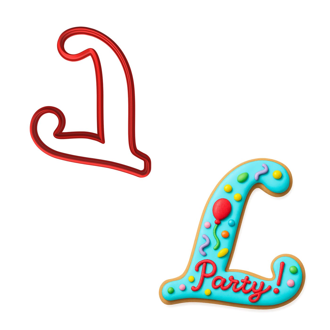 Fancy Cursive Letter Cookie Cutter - 4" Tall Alphabet Baking Mold (Random Color)