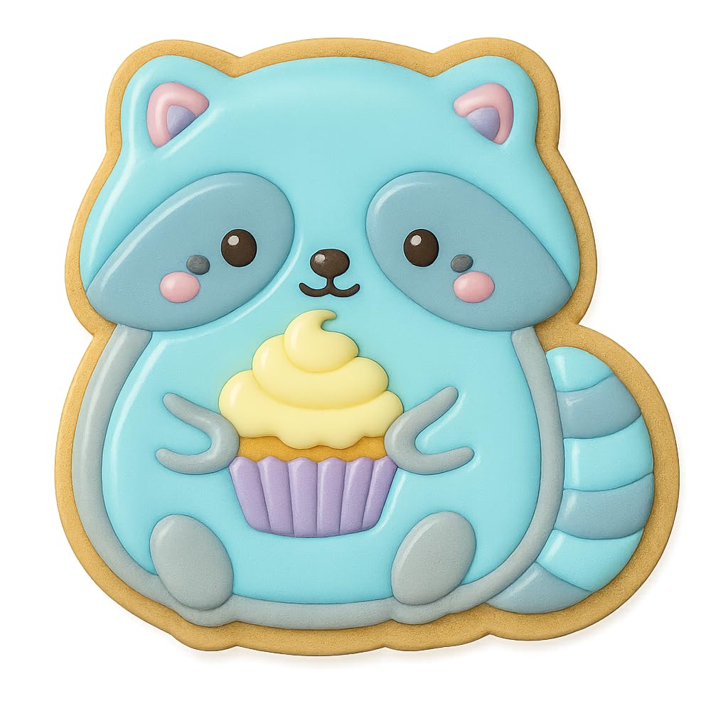 Kawaii Raccoon Cupcake Cookie Cutter - 4x3.8" Fun Kids Party Baking
