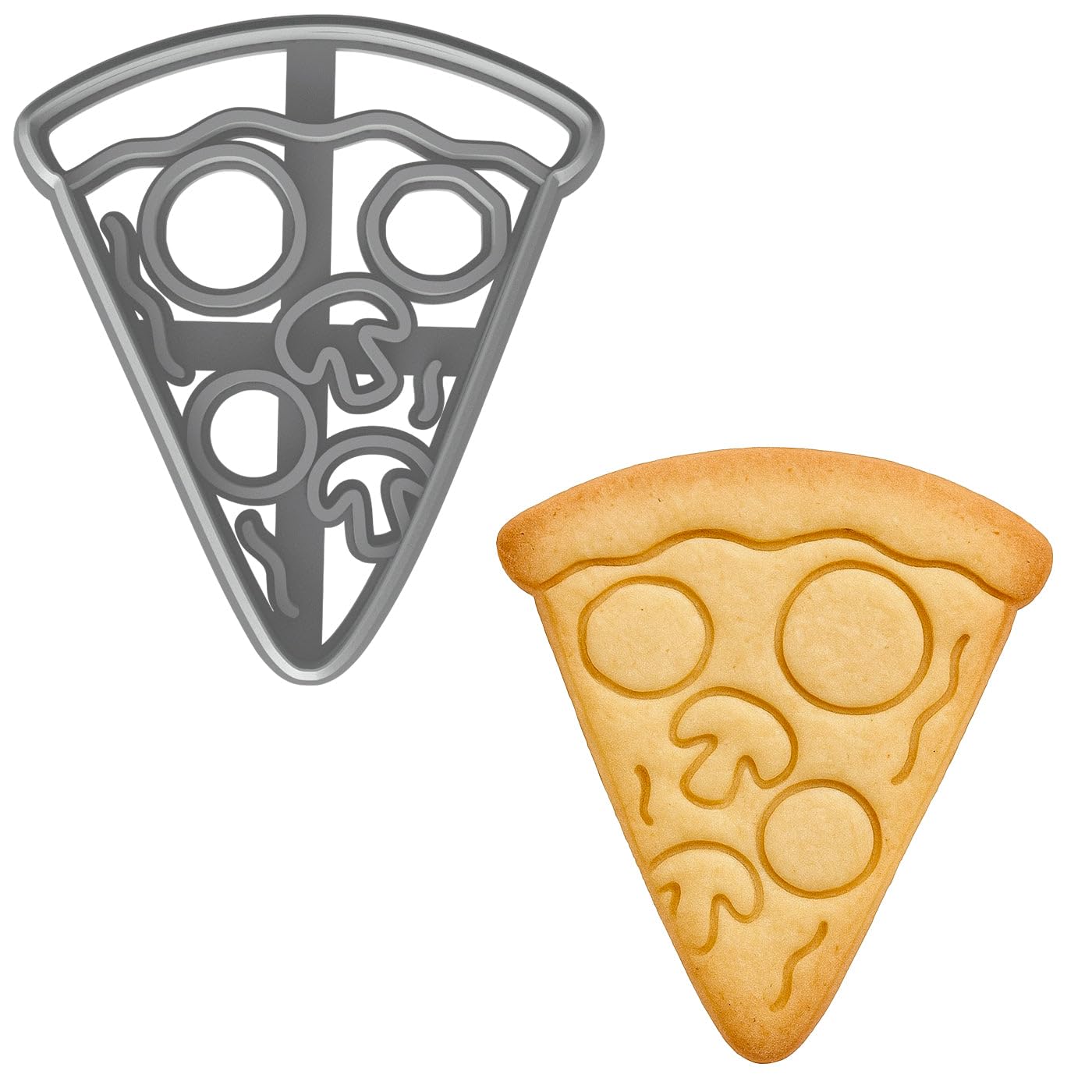 Mighty Gadget Pizza Slice Cookie Cutter & Stamp - 4x3.49" Pizza Lovers Baking Tool (Random Color)