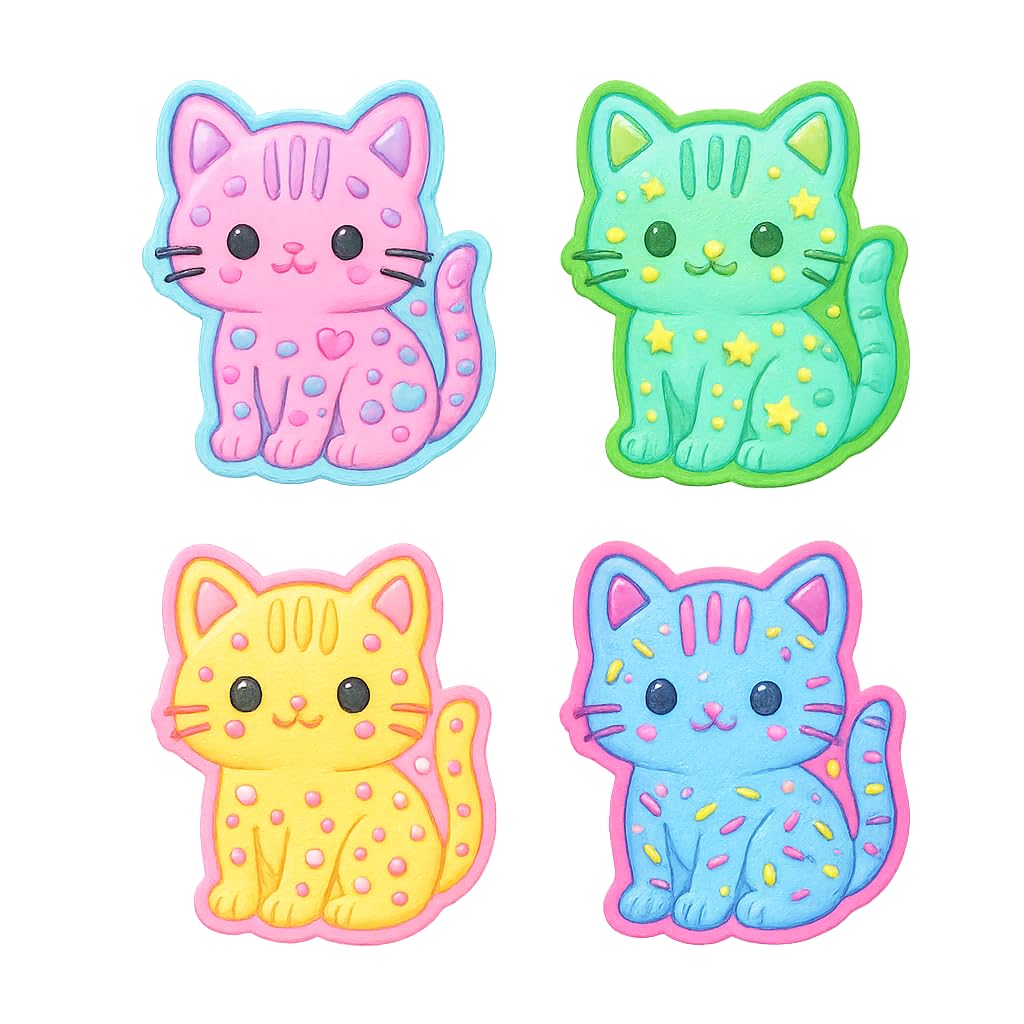Kawaii Bengal Cat Cookie Cutter & Stamp 4x3.48" for Baking Fondant Clay Gifts
