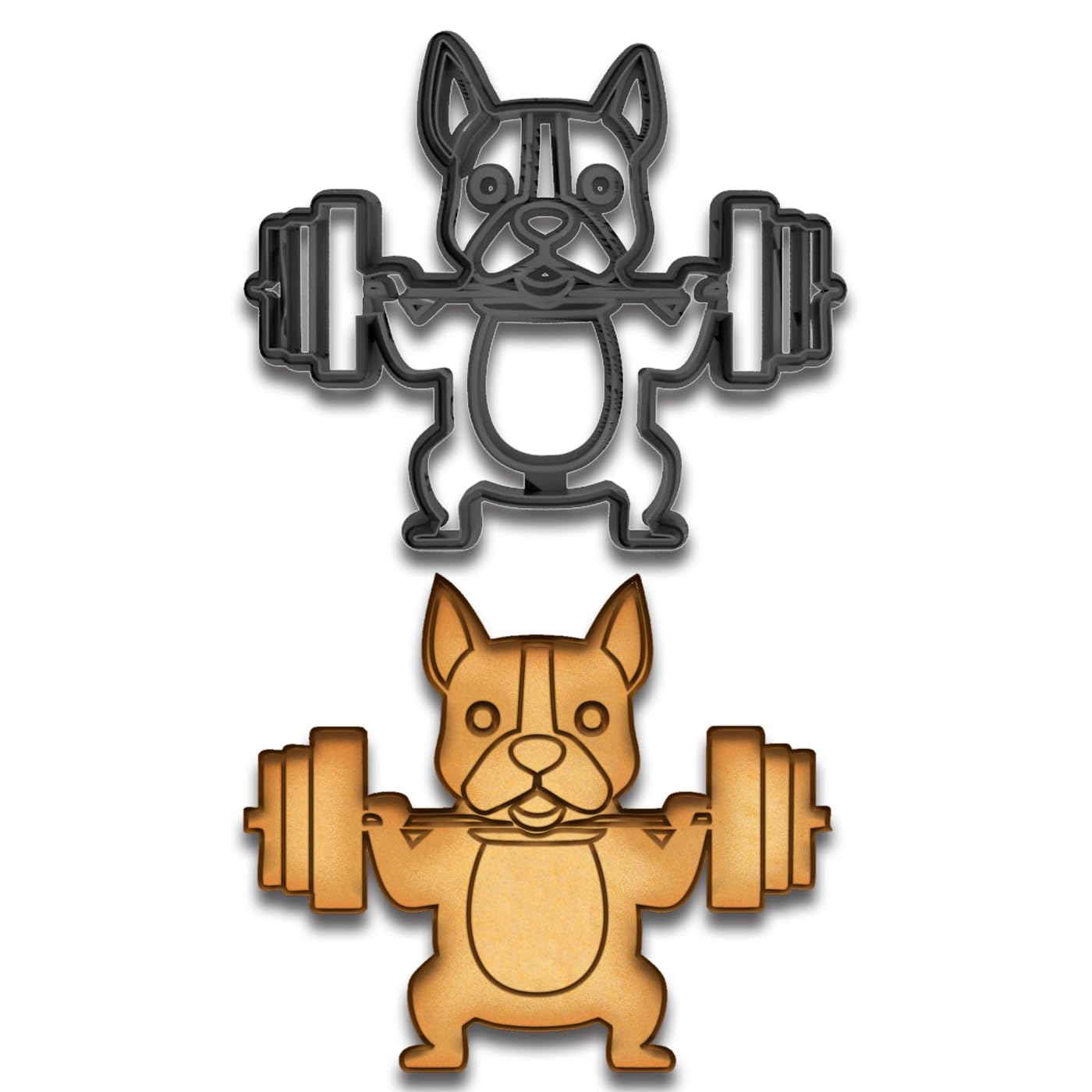 Bulldog Weightlifting Cookie Cutter & Stamp - 4x3.39", Fitness & Gym-Themed Baking Mold (Random Color)