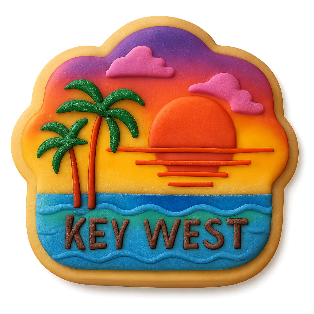 Key West Sunset Palm Cookie Cutter - 4x4" Premium Tropical Baking Design