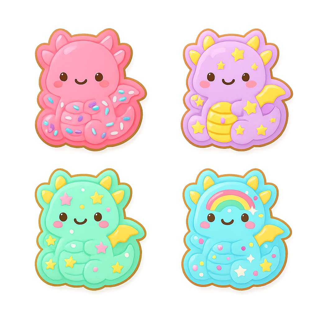 Kawaii Baby Dragon Cookie Cutter - 4x3.49" Fun Kids Baking Design
