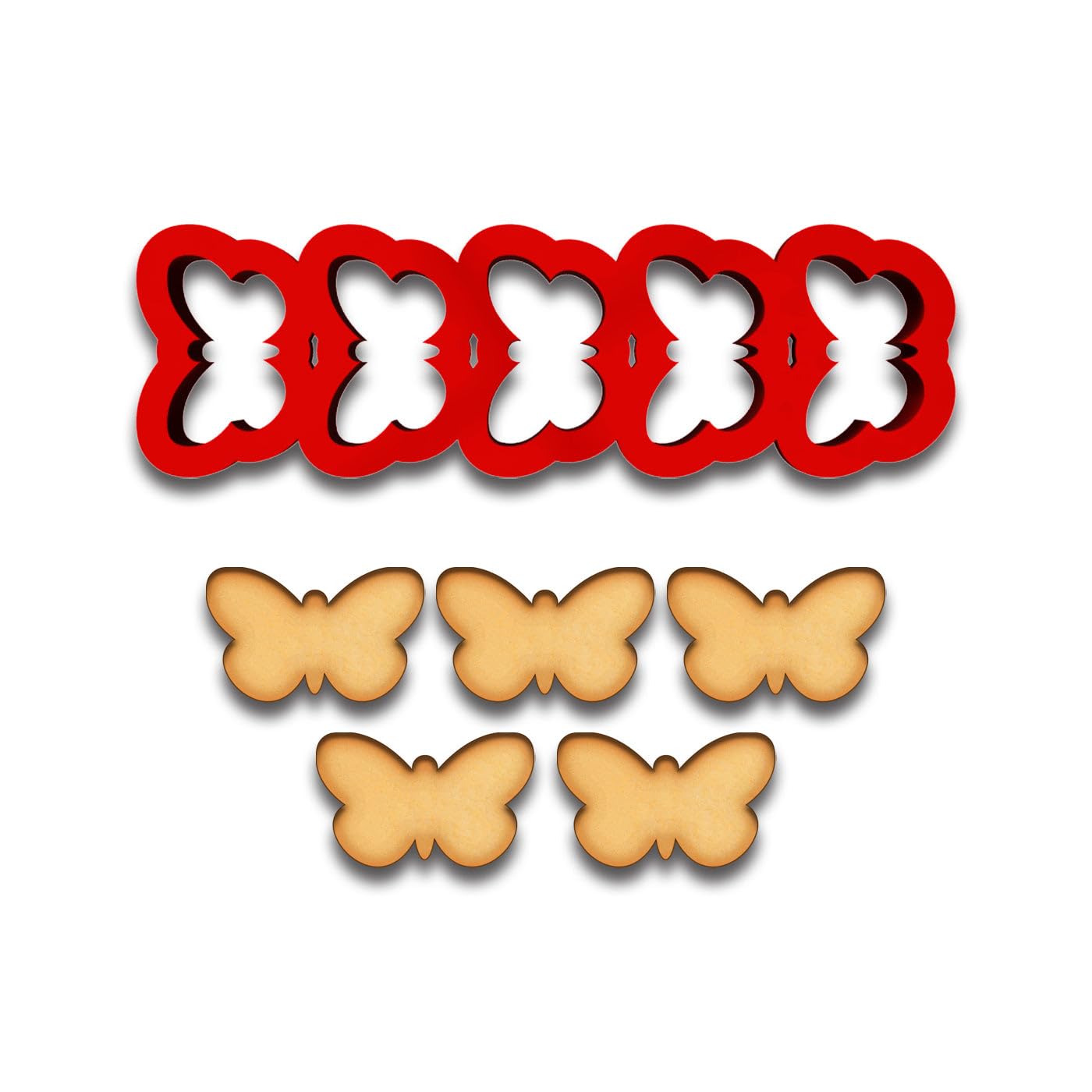 Mini Butterfly Cookie Cutter Strip - 5 Butterflies (1" Each), Perfect for Baking & Fondant