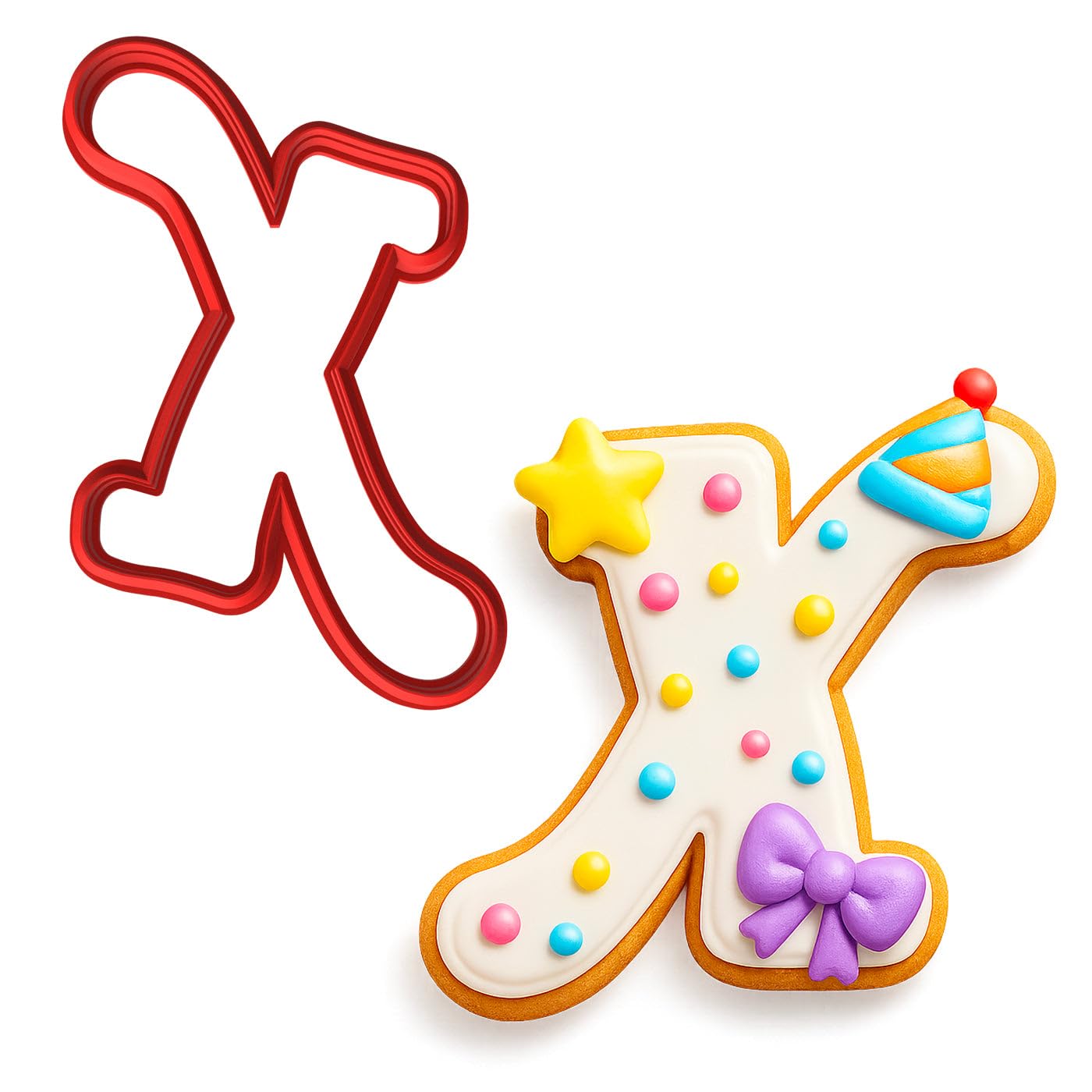 Fancy Cursive Letter Cookie Cutter - 4" Tall Alphabet Baking Mold (Random Color)