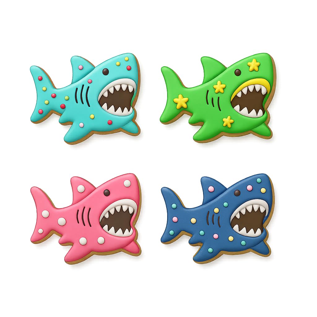 Mighty Gadget Shark Attack Cookie Cutter & Stamp - 4x2.5" Exciting Crafting for Shark Week Desserts (Random Color)