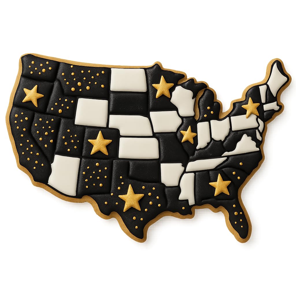 Mighty Gadget Realistic Detailed United States Map Cookie Cutter - Easy Push Design, Ideal for Geography Enthusiasts, Education, and Celebrations (3.25 x 4.75 inches)