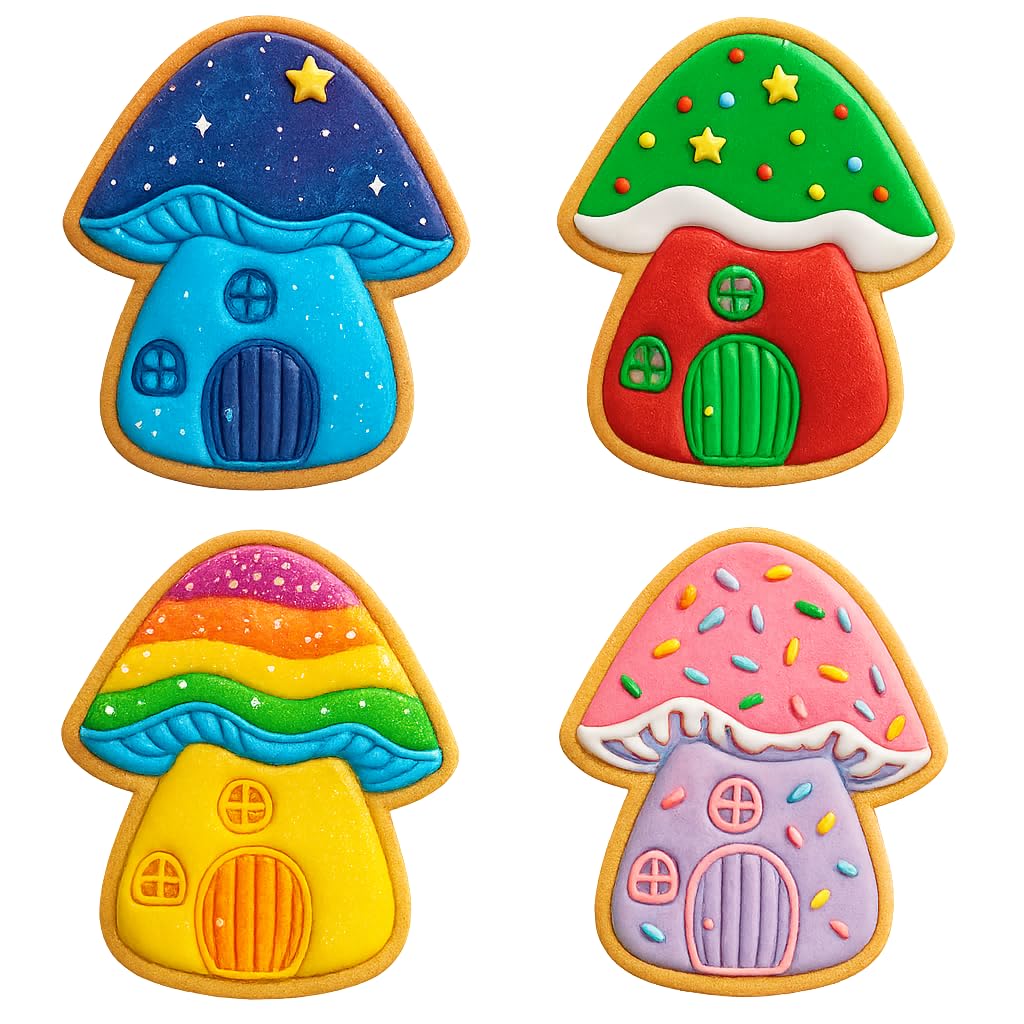 Mighty Gadget Fairy Mushroom House Cookie Cutter & Stamp - 4x3.6" Enchanted Design for Magical Baking (Random Color)