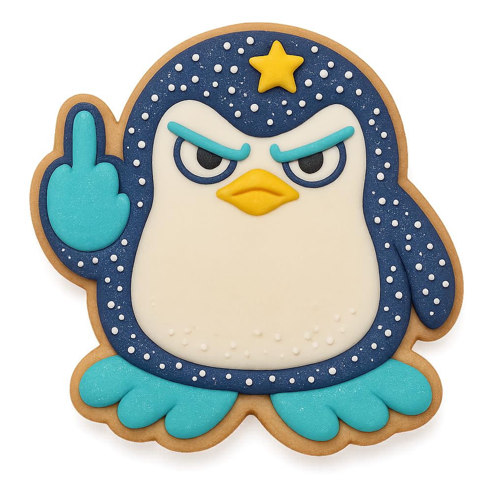 Middle Finger Penguin Cookie Cutter - 4x3.83", Adult Humor Bird Baking Mold (Random Color)