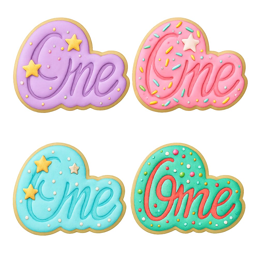 'One' Script Cookie Cutter & Stamp 4x2.5" for Baking & Fondant Clay Embosser