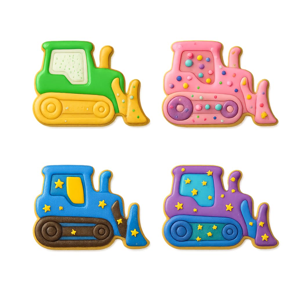 Mighty Gadget Construction Bulldozer Cookie Cutter & Stamp - 4x2.67" Fun Shape for Kids' Baking Projects (Random Color)