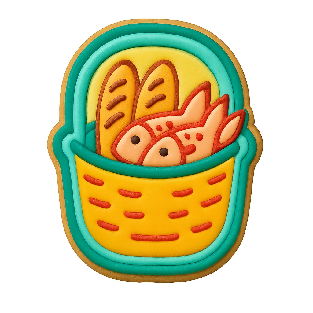 Loaves & Fishes Basket Style 2 Cookie Cutter - 4x3.36" Premium Baking Tool