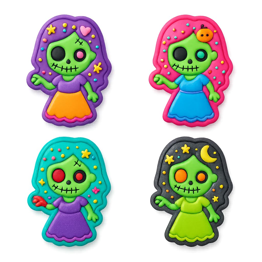 Mighty Gadget Zombie Bride Cookie Cutter & Stamp - 4x2.8" Spooky Design for Halloween Baking (Random Color)