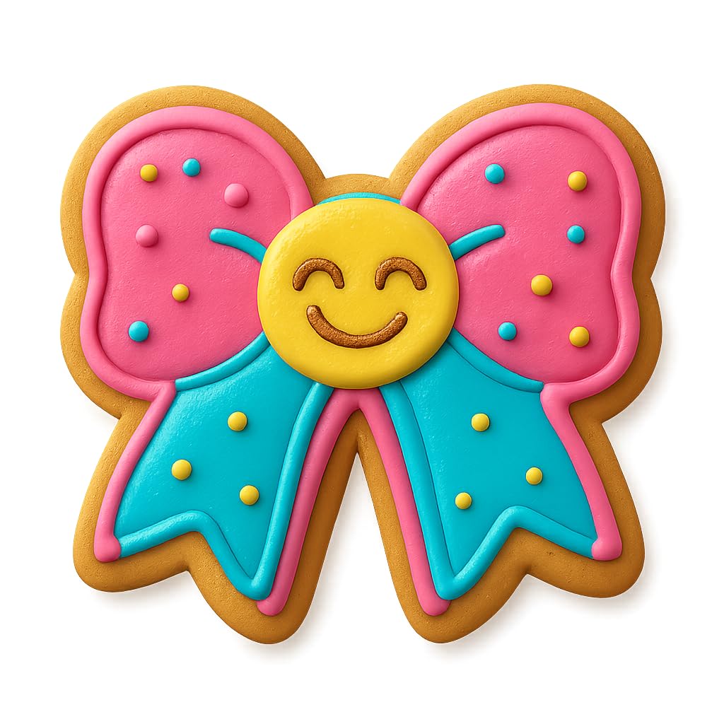 Joyful Ribbon Smiley Cookie Cutter - 4x3.4" Fun Baking Design Premium