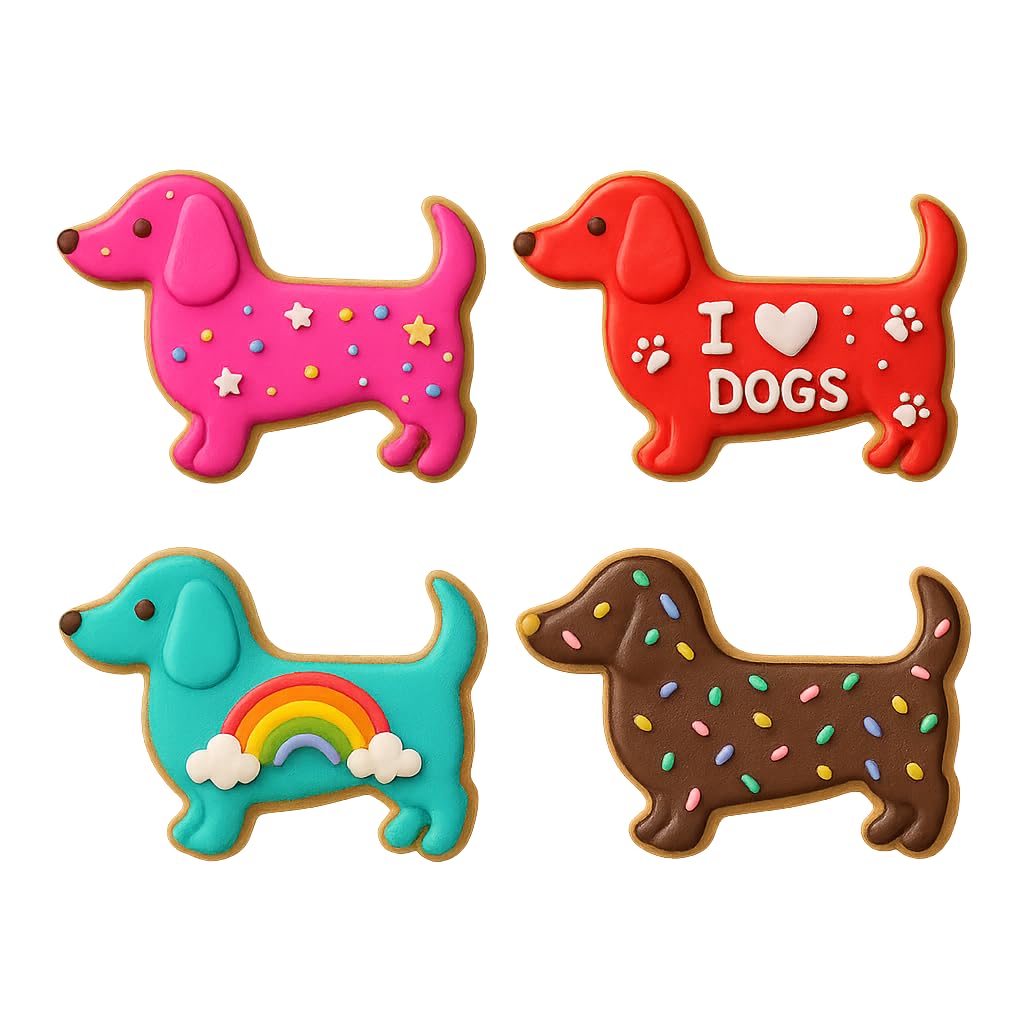Mighty Gadget Dachshund Dog Cookie Cutter & Stamp - 4x1.5" Adorable Shape for Dog Lovers Baking (Random Color)