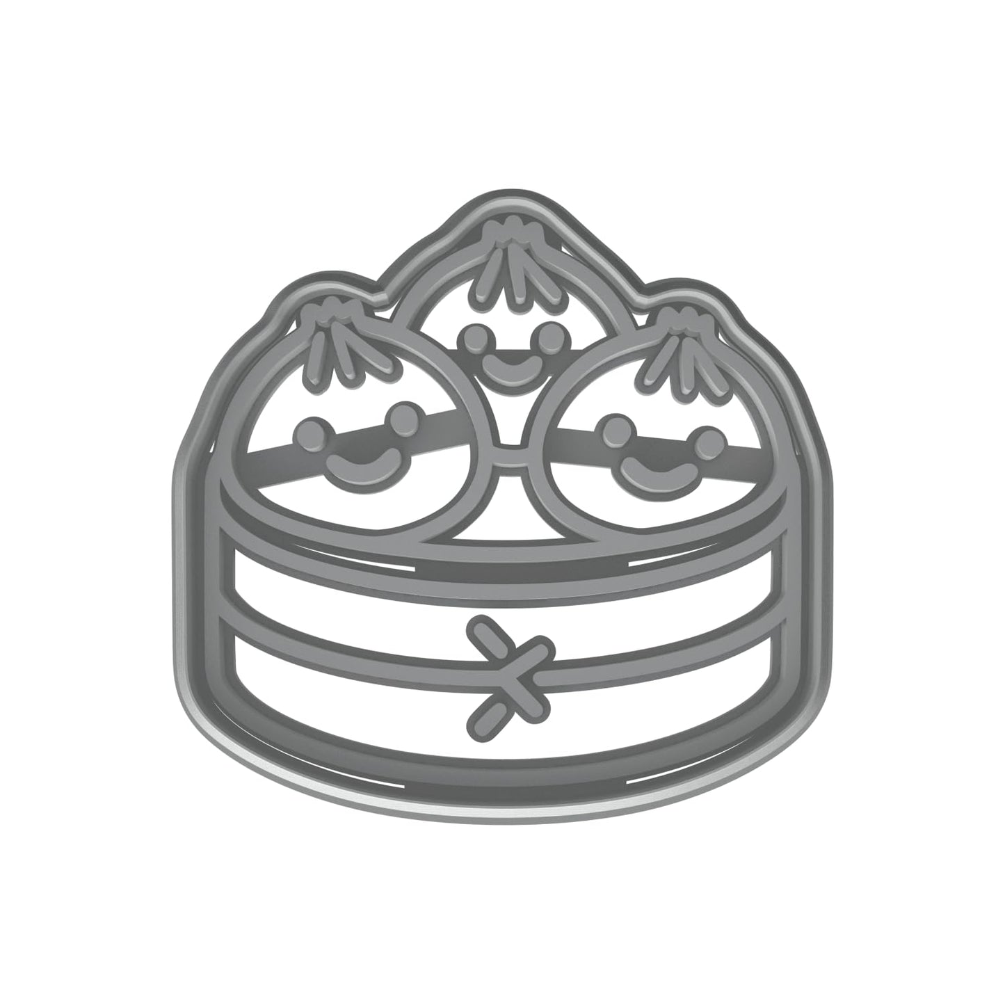 Mighty Gadget Smiling Baozi Basket Cookie Cutter & Stamp - 4x3.84" Fun Design for Dim Sum Lovers (Random Color)