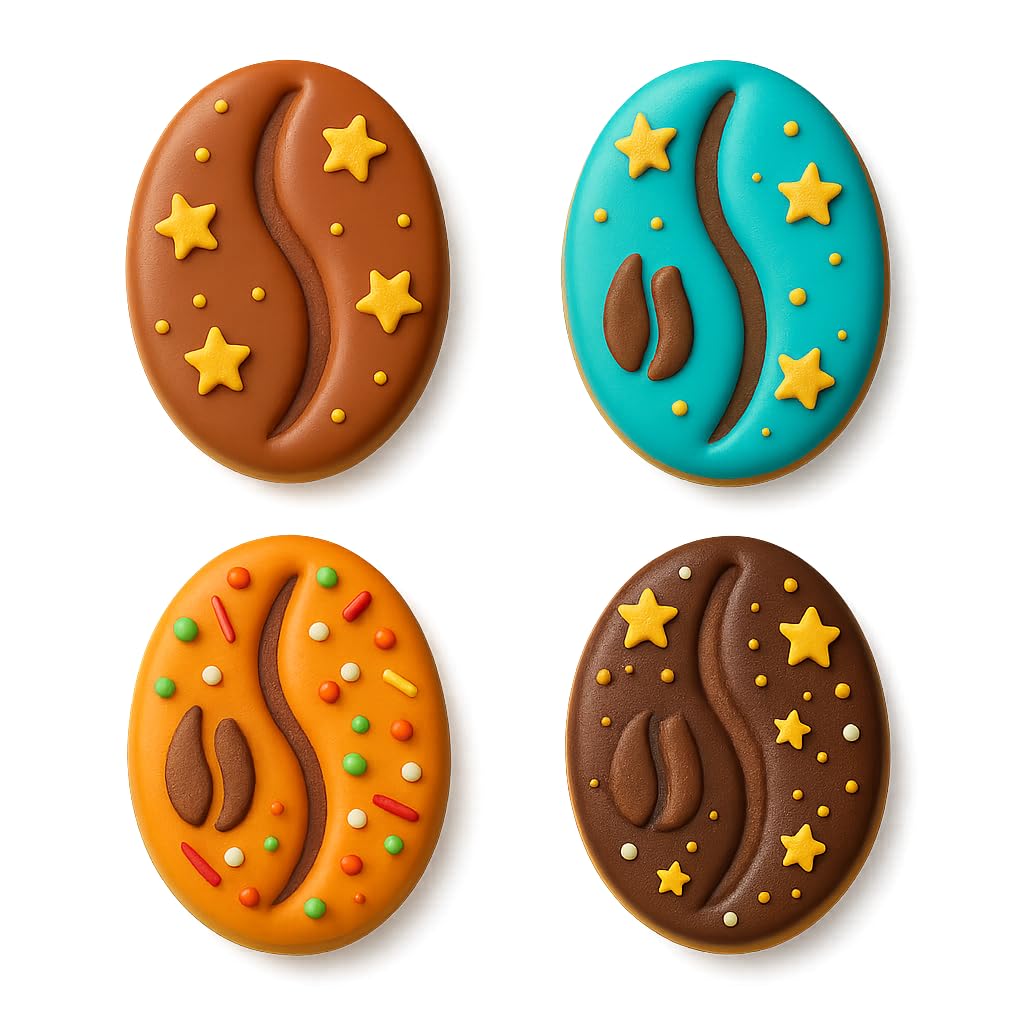 Mighty Gadget Coffee Bean Cookie Cutter & Stamp - 4x2.8" Unique Aroma for Coffee Lovers (Random Color)