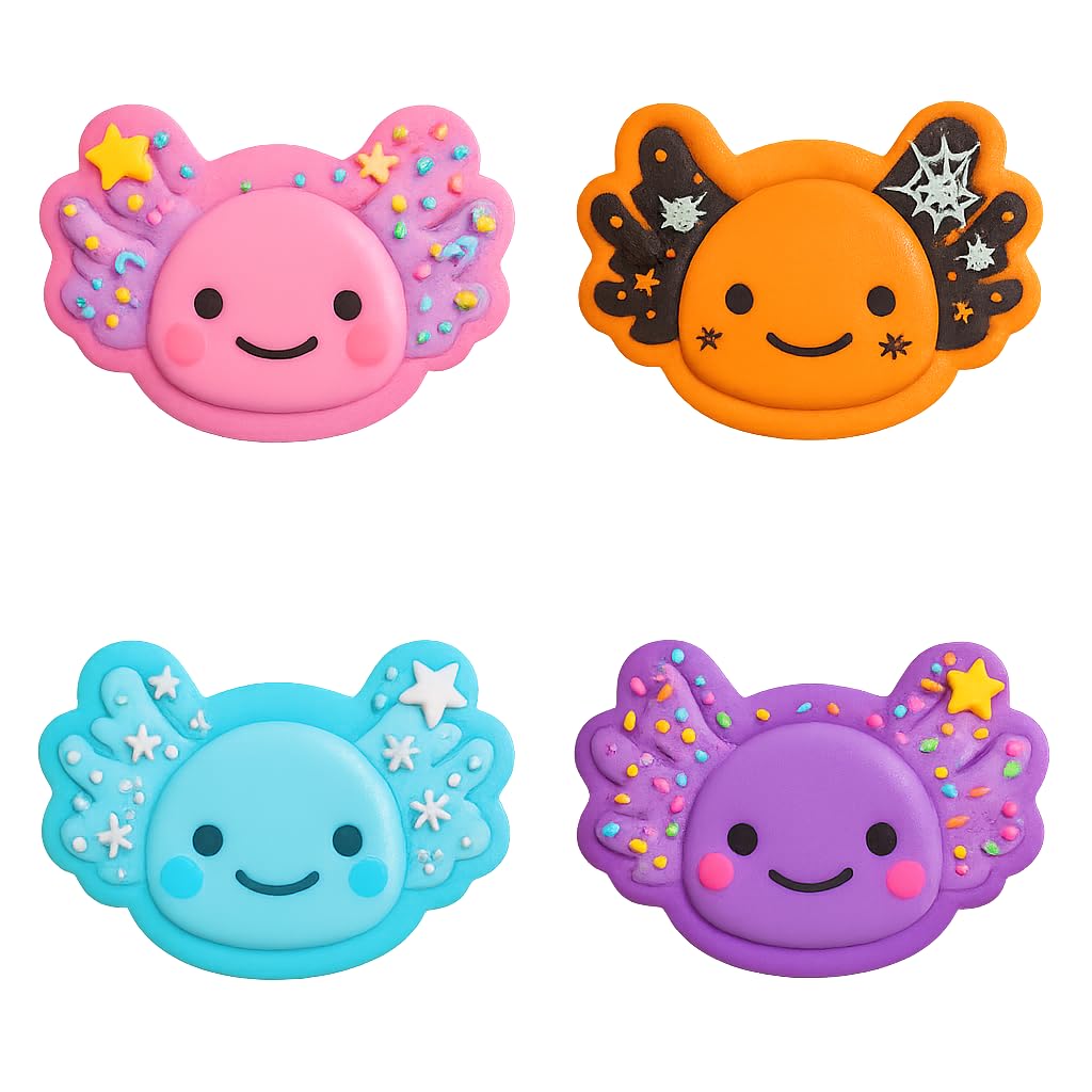 Kawaii Axolotl Head Cookie Cutter & Stamp 4x2.79" for Baking Fondant Clay Gifts
