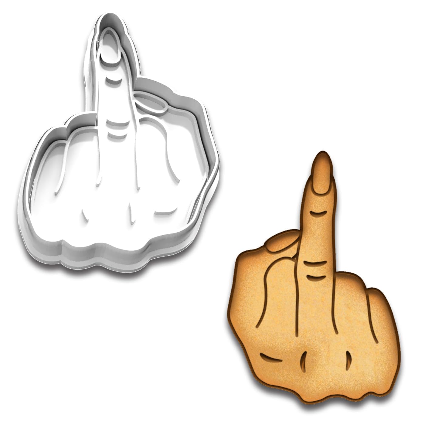 Funny Female Middle Finger Cookie Cutter - 4x2.74 Inches, Adult Novelty Gift for Bakers