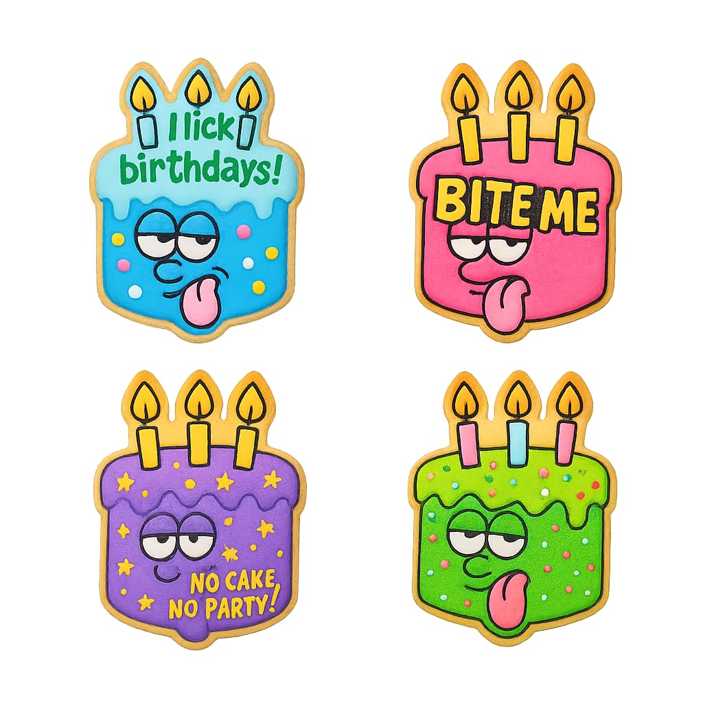 Funny Birthday Cake Cookie Cutter & Stamp 4x2.7" for Baking & Fondant Clay