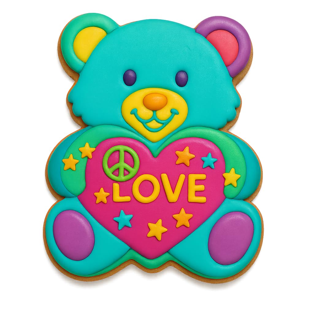 Mighty Gadget Teddy Bear Holding Heart Cookie Cutter & Stamp - 4x3.18", Cute Love-Themed Baking Tool (Random Color)