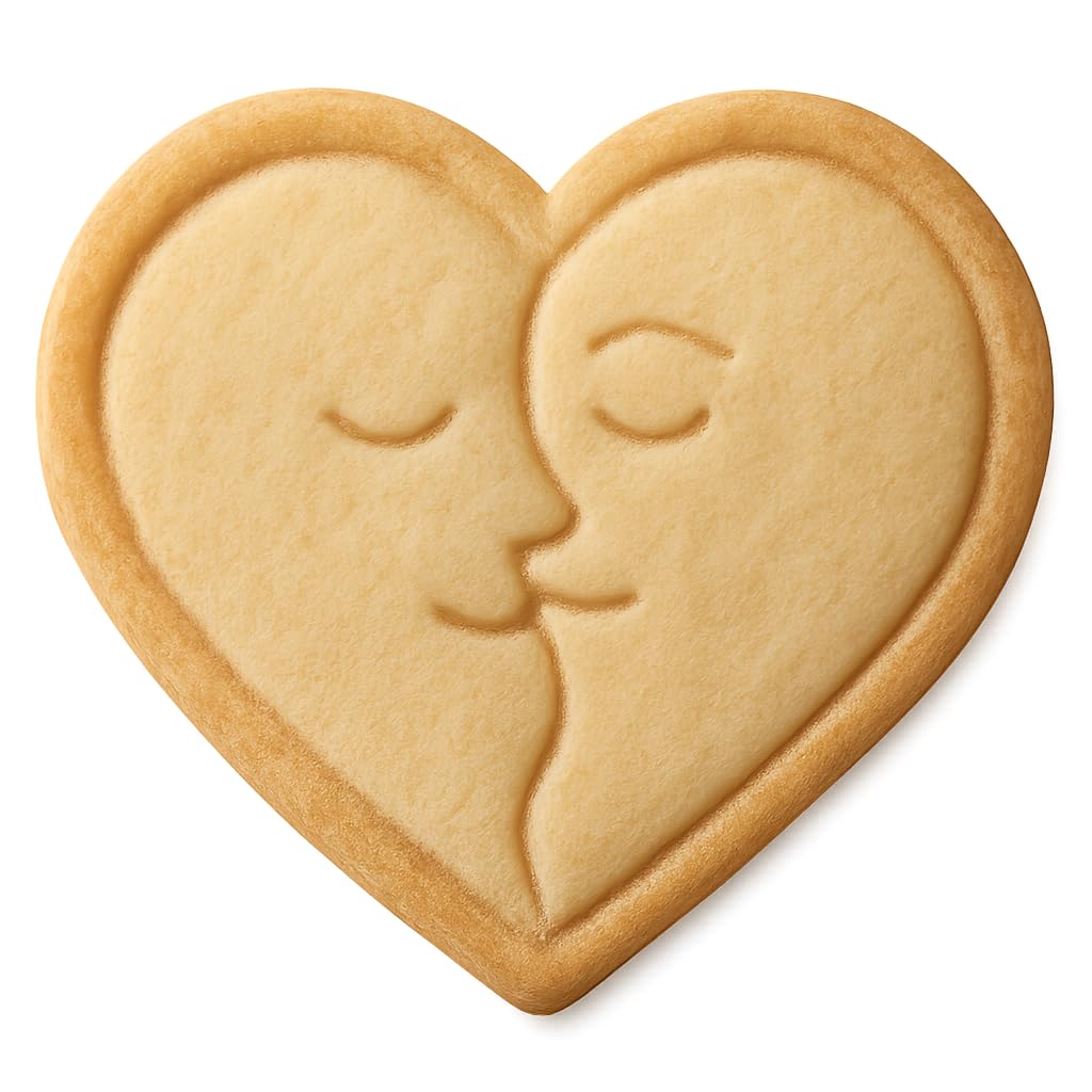 Loving Heart Kiss Cookie Cutter - 4x3.5" Premium Baking Design Fun