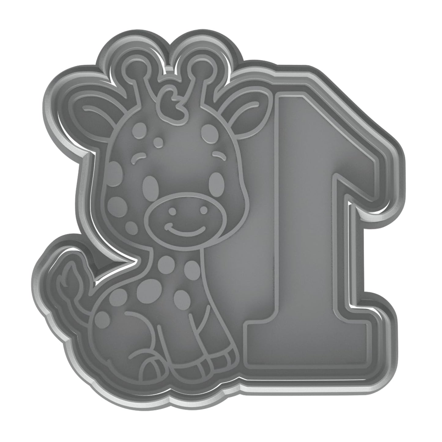 Mighty Gadget 1 Year Old Giraffe Cookie Cutter & Stamp - 4x3.5" Charming Feature for Birthday Party Treats (Random Color)