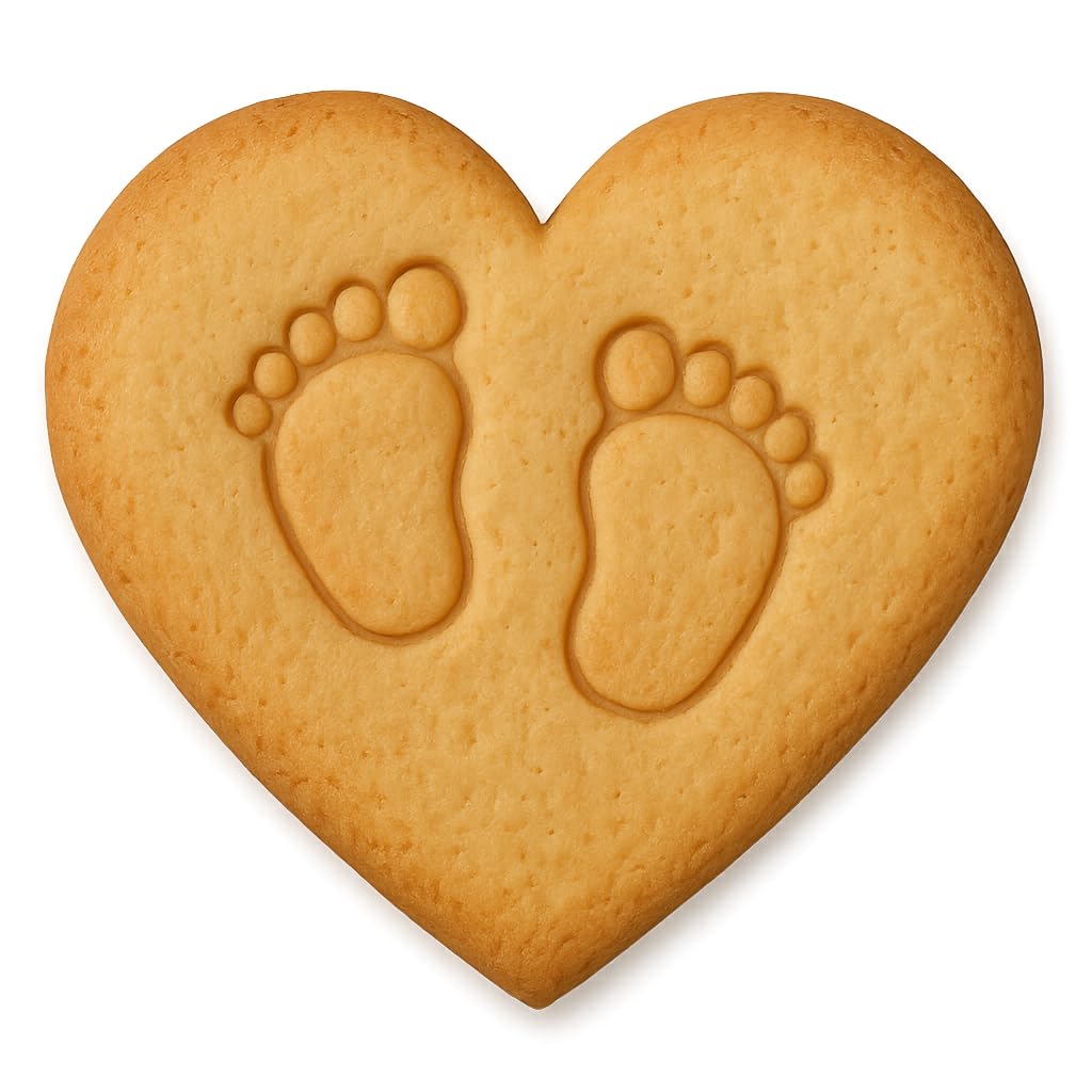 Baby Feet Heart Cookie Cutter & Stamp - 4x3.55 Inches, Newborn & Baby Shower Baking Tool