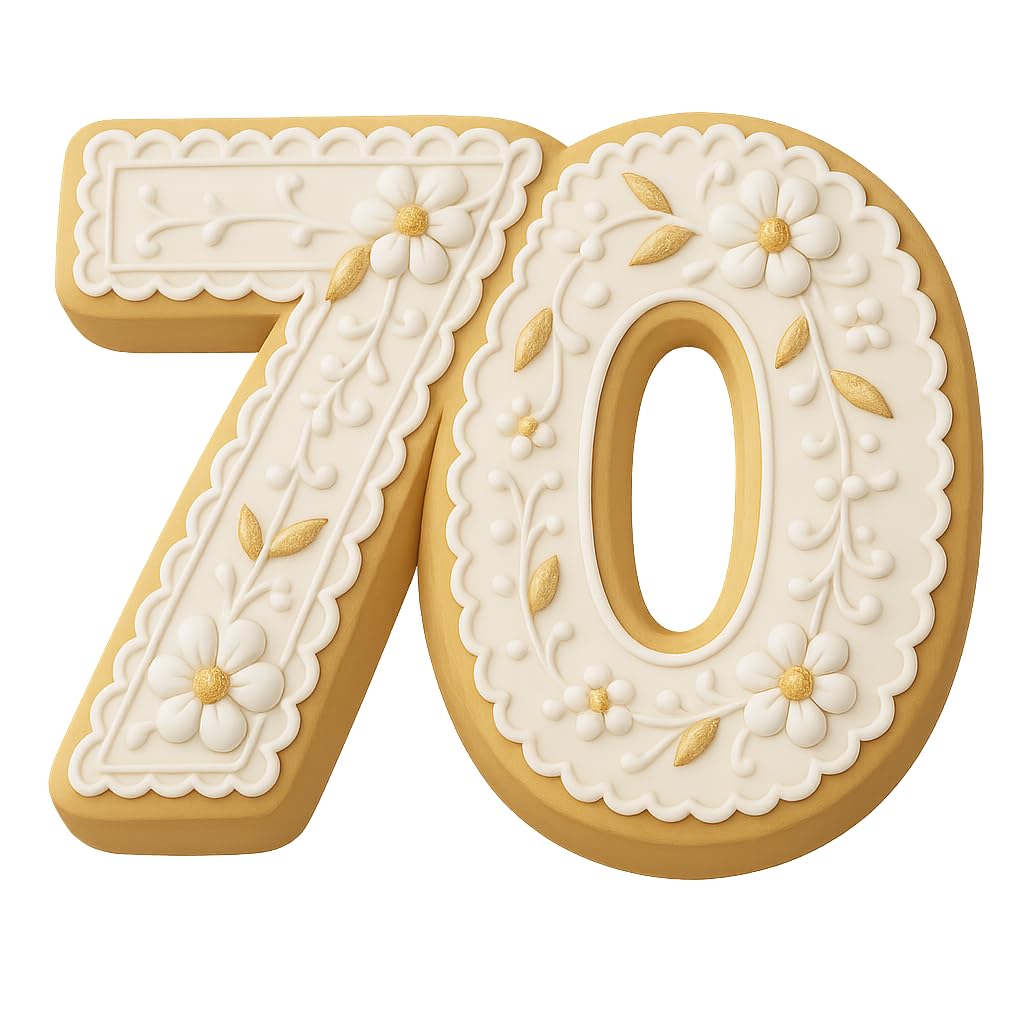 Number 70 Cookie Cutter (3x4") - Made in USA by Mighty Gadget - Perfect for 70th Birthdays and Anniversaries