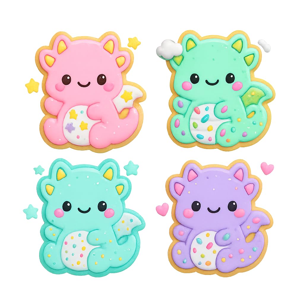 Kawaii Baby Dragon Cookie Cutter - 4x3.49" Fun Kids Baking Design