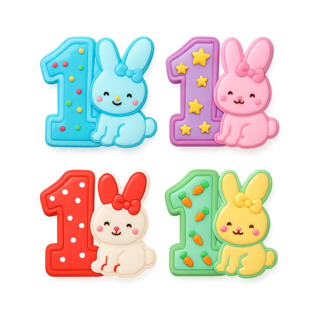 Mighty Gadget 1st Birthday Bunny Cookie Cutter & Stamp - 4x3.8" Sweet Addition for Baby's Special Day (Random Color)
