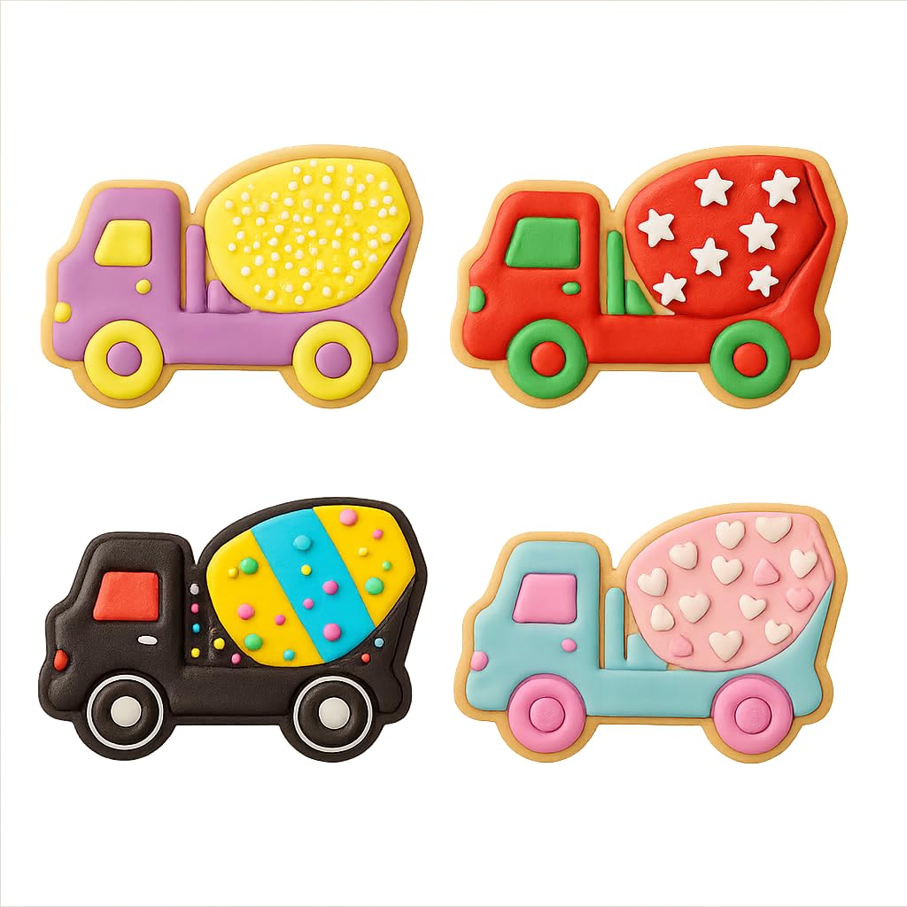 Mighty Gadget Cement Mixer Truck Cookie Cutter & Stamp - 4x3" Fun Vehicle Shape for Construction-Themed Parties (Random Color)