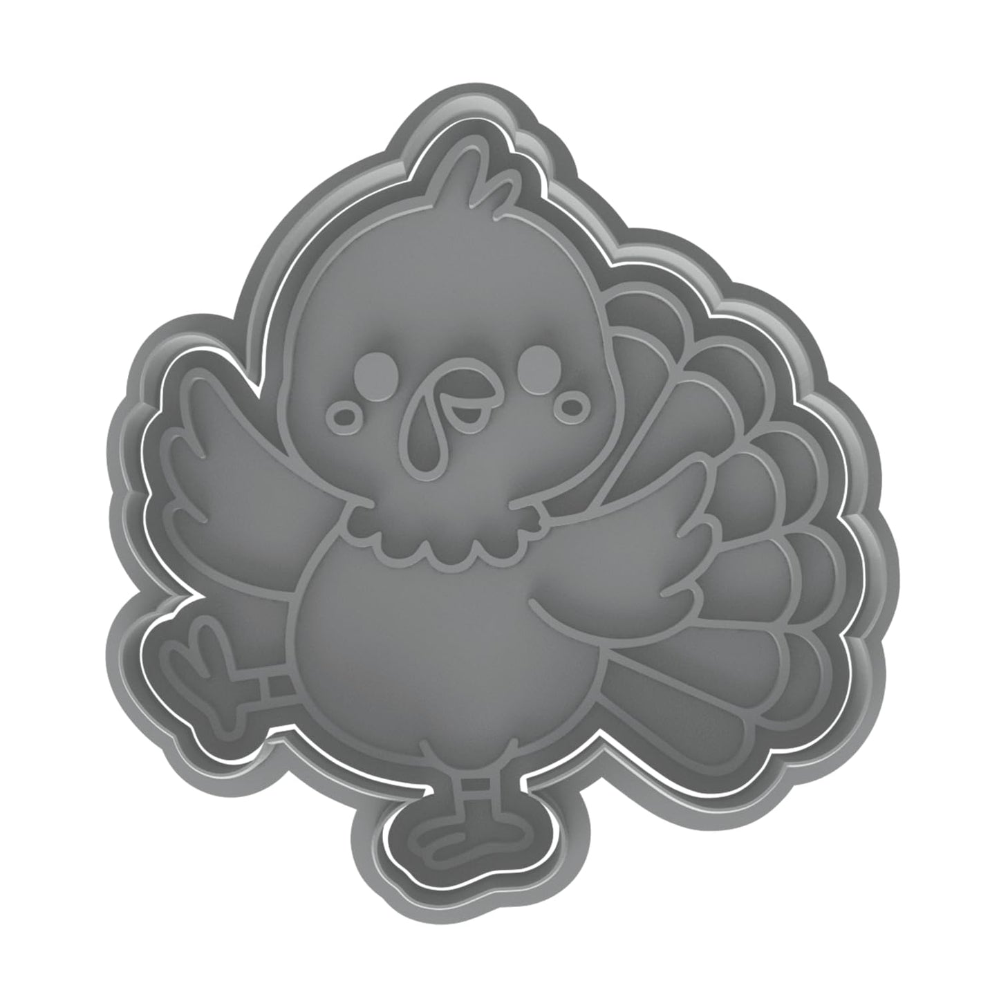 Dancing Kawaii Turkey Cookie Cutter & Stamp 4x3.7" for Baking Fondant Clay